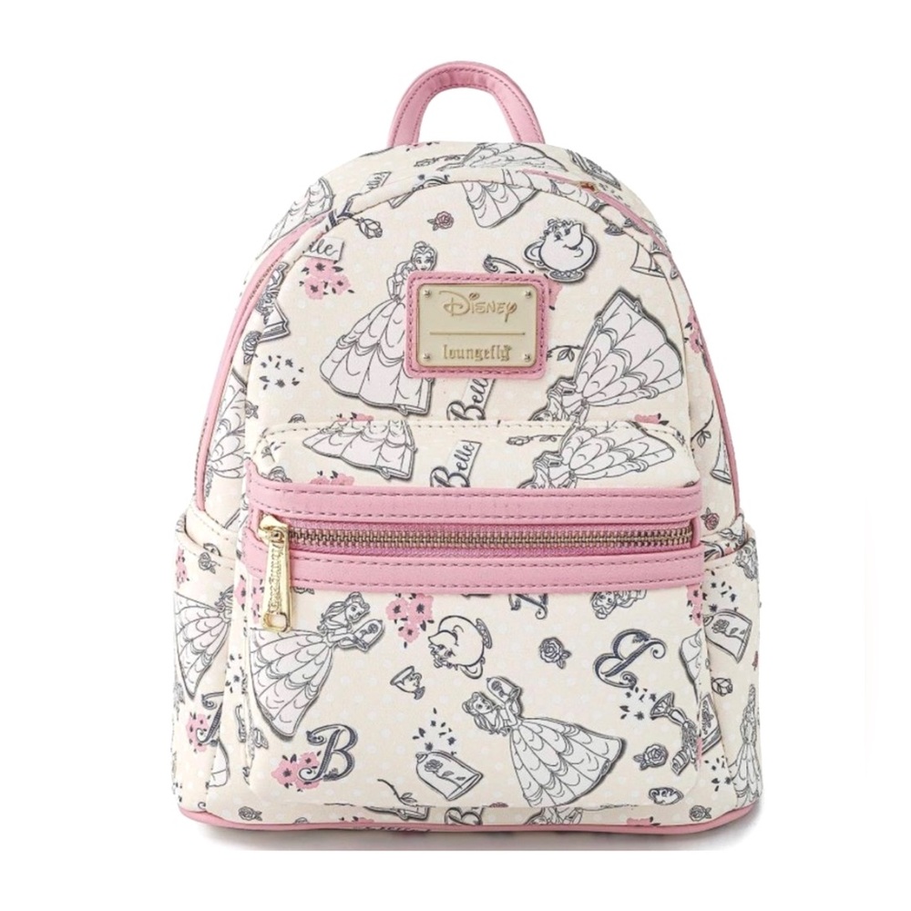 🥀LOUNGEFLY Beauty and the Beast AOP Mini Backpack NWT!!🌹